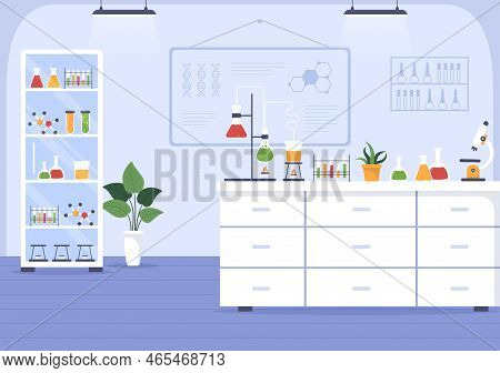 Laboratorium With Conducting Research Scientific, Experimentation And Measurement In A Lab In Flat C