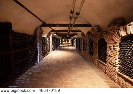 Kvareli, Georgia - September 03, 2021: Wine Cellar At Khareba Winery Near Kvareli In Kakheti. Kakhet