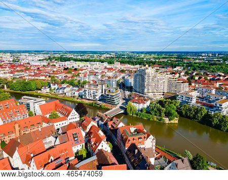 Ulm City Aerial Panoramic View In Germany