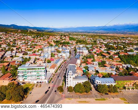 Telavi Old Town Aerial Panoramic View. Telavi Is The Main City Of Kakheti Province In Georgia.