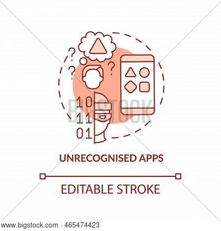 Unrecognized Apps Terracotta Concept Icon. Digital Viruses. Malicious Software Abstract Idea Thin Li