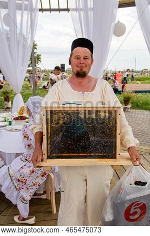 Kazan, Republic Of Tatarstan, Russia - July 3, 2021: Sabantuy, The Peoples Tatar Fieldwork Holiday. 