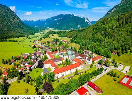 Ettal Abbey Aerial Panoramic View. Ettal Abbey Is A Benedictine Monastery In The Village Of Ettal Cl