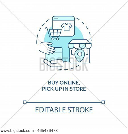 Buy Online And Pick Up In Store Turquoise Concept Icon. Good Client Service Tip Abstract Idea Thin L