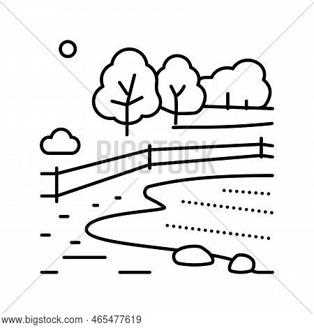 Landskape Red Orange Autumn Line Icon Vector. Landskape Red Orange Autumn Sign. Isolated Contour Sym