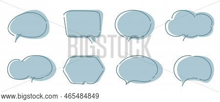Vector Set Of Speech Bubbles. Dialog Box Icon, Message Template. White Clouds For Text, Lettering. D