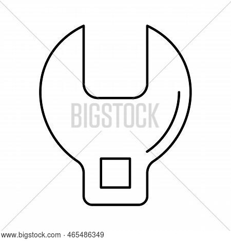 Crowfoot Wrench Tool Line Icon Vector. Crowfoot Wrench Tool Sign. Isolated Contour Symbol Black Illu