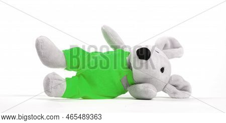 Pluche Toy Mouse, Isolated On A White Background