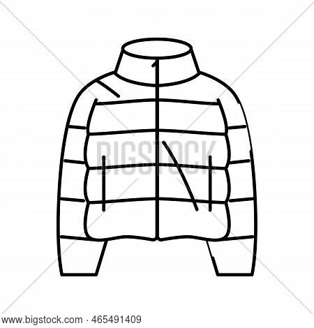 Puffy Jacket Outerwear Female Line Icon Vector. Puffy Jacket Outerwear Female Sign. Isolated Contour