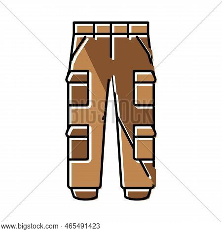 Cargo Pants Clothes Color Icon Vector. Cargo Pants Clothes Sign. Isolated Symbol Illustration