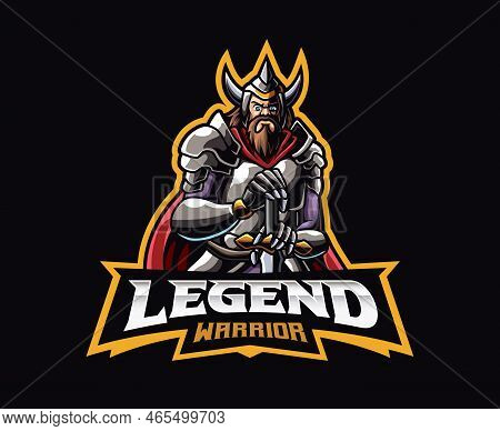 Warlord Mascot Logo Design. Castilian Knight And Warlord In Medieval Vector Illustration. Logo Illus