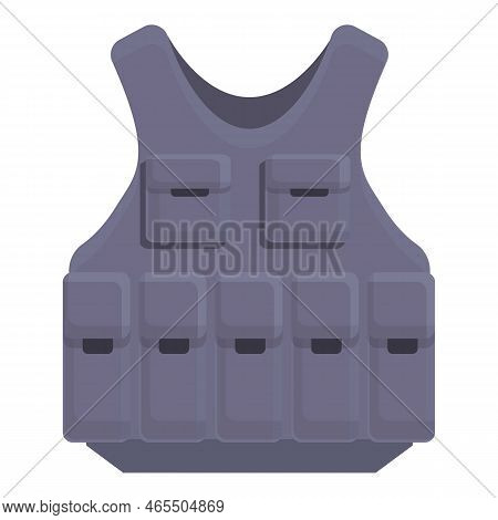 Assault Vest Icon Cartoon Vector. Blue Man. Bullet Proof