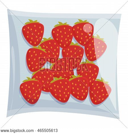 Strawberry Vacuum Bag Icon Cartoon Vector. Food Bag. Foil Product