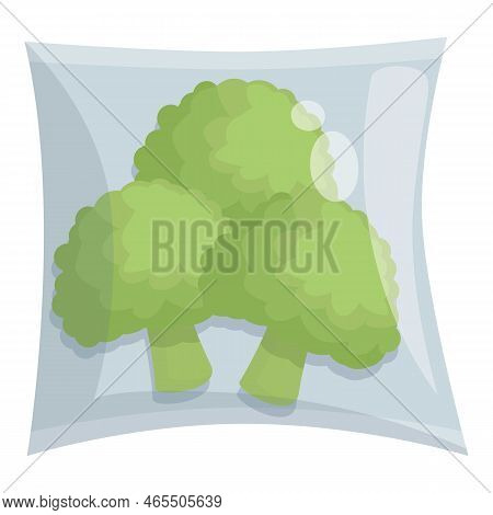 Broccoli Bag Icon Cartoon Vector. Food Pack. Snack Zipper