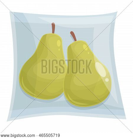 Green Pear Bag Icon Cartoon Vector. Vacuum Pack. Frozen Product