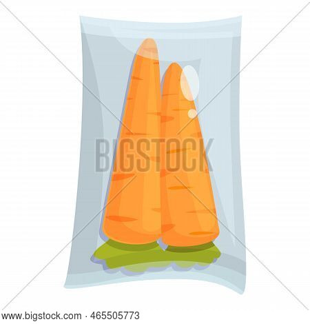 Carrot Vacuum Pack Icon Cartoon Vector. Plastic Bag. Steak Product