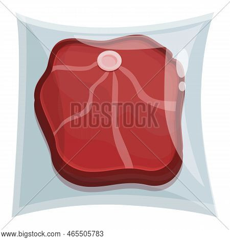 Beef Meat Vacuum Bag Icon Cartoon Vector. Plastic Pack. Steak Food