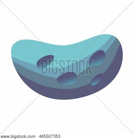 Blue Asteroid Cartoon Vector Illustration. Meteorite, Space Stone. Space, Planet, Crater, Game Conce