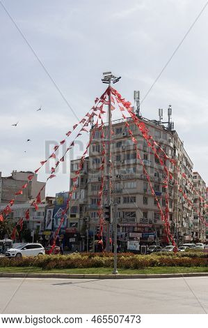 Izmir, Turkey - May 13, 2020 : Republic Square Of Bornova District View In Izmir City. Bornova Is Po