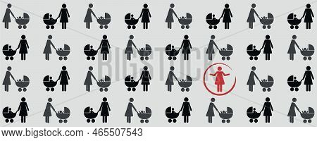 One Lonely Childless Woman In A Group Of Mother With Baby Pictorgam