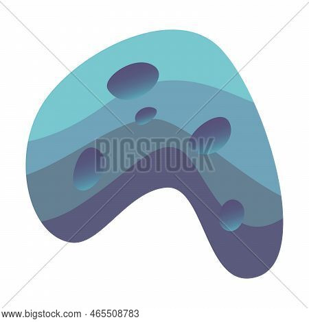 Blue Meteorite, Meteoroid, Comet, Space Stone. Cartoon Vector Illustration. Colorful Asteroid. Space