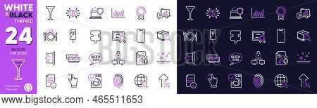 Search Package, Increasing Percent And Bitcoin System Line Icons For Website, Printing. Collection O