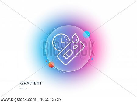 Express Covid Test Line Icon. Gradient Blur Button With Glassmorphism. Coronavirus Testing Sign. Blo