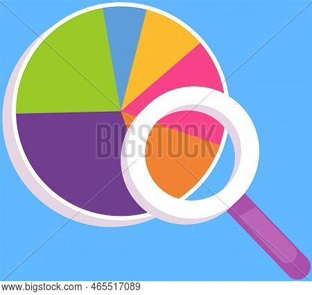 Data Analysis, Information Exploration. Diagram Under Magnifying Glass. Looking At Statistical Chart