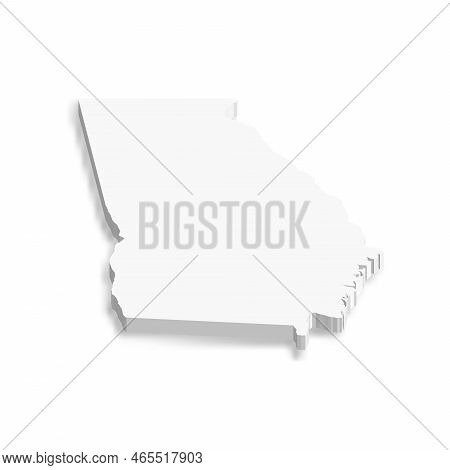 Georgia, State Of Usa - White Vector 3d Map Of Country Area.