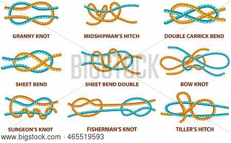 Yellow Nautical Rope Knot, Interweaving Of Ropes, Tapes Or Other Flexible Linear Materials. Twisted 