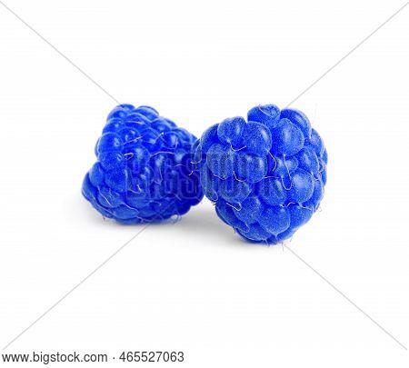 Fresh Tasty Blue Raspberries Isolated On White