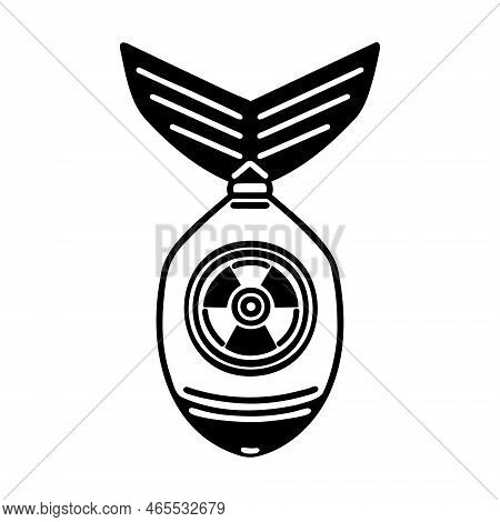 Nuclear Weapon Vector Icon. Flying Missile Isolated On White. Atomic, Hydrogen Bomb Of Mass Destruct