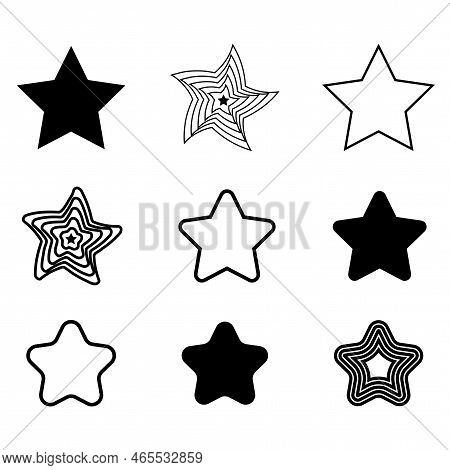 Black Brush Stars Set. Vector Illustration. Stock Image.
