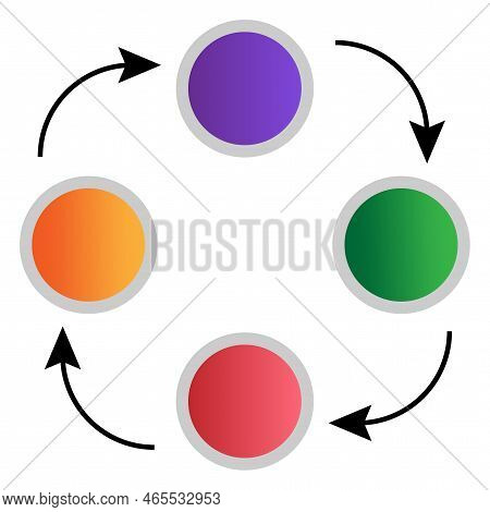 Colored Circles Connected Arrows. Vector Illustration. Stock Image.