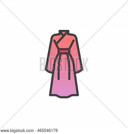 Hanfu Dress Filled Outline Icon, Line Vector Sign, Linear Colorful Pictogram Isolated On White. Symb