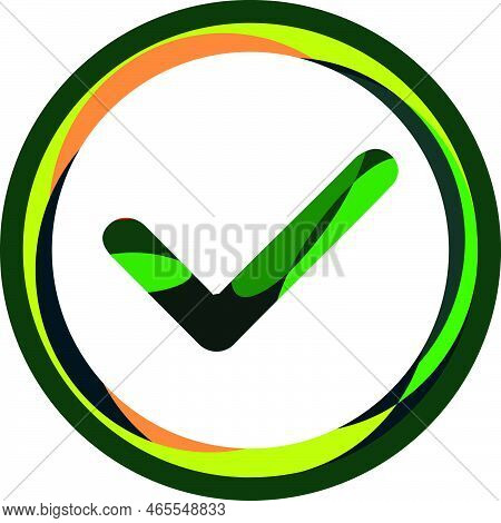 Green Check Mark Icon In A Circle. Tick Symbol In Green Color, Vector Illustration.