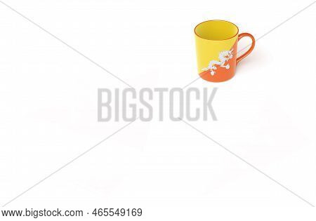 Kingdom Of Bhutan Cup National Flag On White Background.