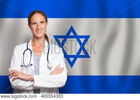 Izraeli General Practitioner Doctor Gp On The Flag Of Izrael