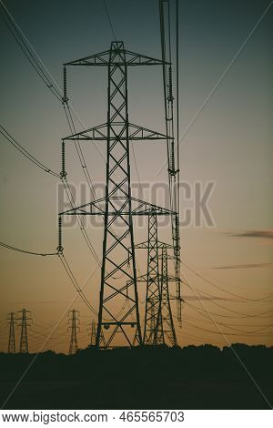 Leading Lines Of Electricity Power Tower Masts