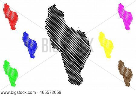 Sazan Island (republic Of Albania) Map Vector Illustration, Scribble Sketch Sazan Map