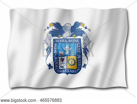 Aguascalientes State Flag, Mexico Waving Banner Collection. 3d Illustration