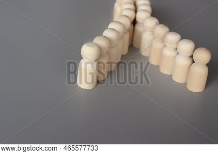 Reorganization Of The Company, Dividing Team Concept. Group Of People Figures Divide Into Two.