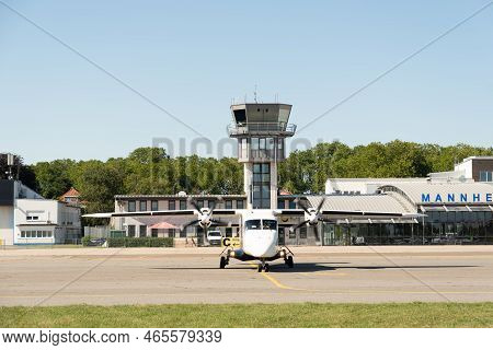 Mannheim, Germany, July 8, 2022 Dornier 228-100-business Wings Propeller Plane At The Parking Area O