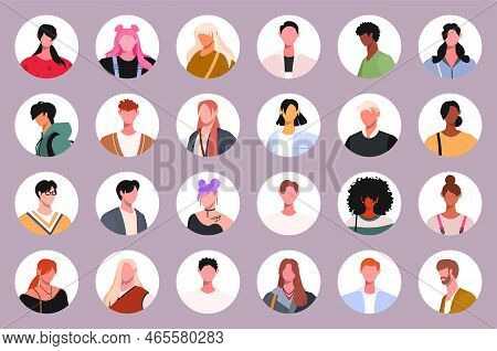 Bundle Of Different People Avatars. Businessmen,  Businesswomen, Students And Teenager Face Icons, C