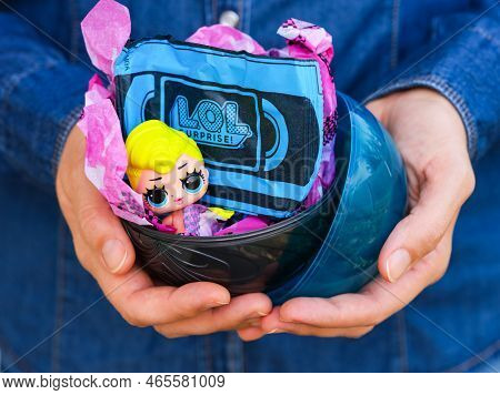 Tambov, Russian Federation - October 02, 2022 A Woman Hands Holding Unboxed The Lol Surprise Dance D