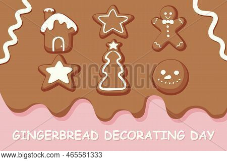 Gingerbread Decorating Day Background. Vector Design Illustration.