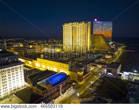 Atlantic City, Nj, Usa - Oct. 9. 2022: Hard Rock Hotel, Showboat And Ocean Casino Resort At Boardwal