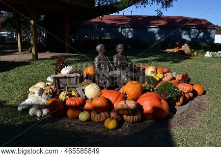 A Monument Of Marriage In Sourroundings Of Pumpkins