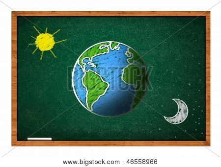 Erde auf grüne Schule Tafel