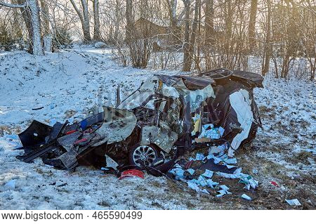 Сar Body After Accident On A Road